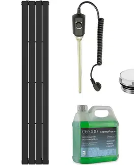 Doplnky do kúpeľne CERANO - Kúpeľňový elektrický radiátorový set Arlen - 600W - čierna matná - 1800x300 mm CER-426578