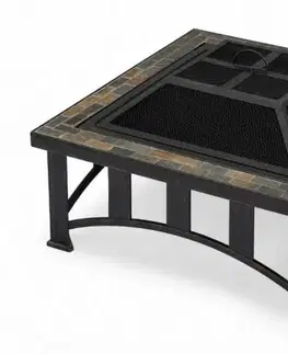Ohniská GARDENKUS Ohnisko oceľové štvorec s obkladom 76x76cm pevné GARDENKUS