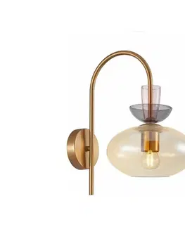 Svietidlá  WL-31882-1-GD-AMB - Nástenné svietidlo FANDA 1xE27/40W/230V zlatá/dymová béžová WL-31882-1-GD-AMB