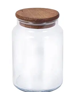 Dózy na potraviny MAKRO - Dóza 890ml, sklo číre a drevený vrchnák