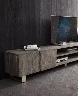 Televízne stolíky DELIFE TV stolík Live-Edge 300 cm akácia platinová 4 dvierka 2 priehradky