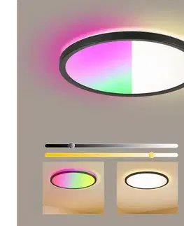 Svietidlá BRILAGI - LED RGB stmievateľné svietidlo ULTRA SLIM LED/18W/230V Ø 30 cm čierne + diaľkové ovládanie BRI237