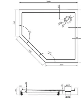 Vane MEXEN - Flow+ päťboká sprchová vanička pravá 100 x 90, čierna mat 46P709010RH