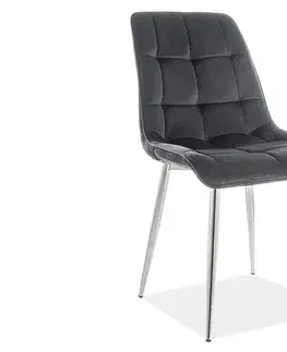 Jedálenské zostavy Jedálenská stolička CHIC VELVET stříbrná Signal