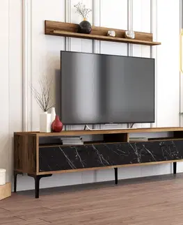 Obývacie steny TV skrinka / Obývacia stena Istanbul - Walnut, Black Marble