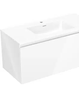 Kúpeľňový nábytok MEXEN/S - Orio kúpeľňová skrinka 100 cm s umývadlom Otis, 1 šuplík, biela lesk 91A10-10047-1-BF00-W18M00