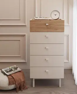 Komody a skrinky BURN úzka šuplíková komoda 5S, sepet/coast