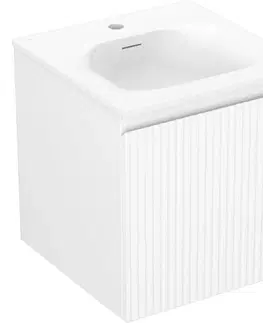 Kúpeľňový nábytok MEXEN/S - Rivel kúpeľňová skrinka 45 cm s umývadlom Vela, 1 šuplík, reliéf, biela mat 91A20-04547-1-BF01-W23M01