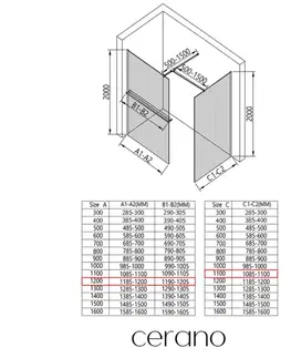 Držadlá k vani CERANO - Sprchová zástěna Walk-in Onyx T L/P - 10 mm - hranatá vzpěra + polička/držák na ručníky - černá matná, grafitové sklo - 120x110x200  CER-8050BD9463