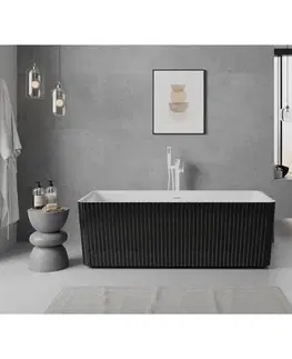 Vane MEXEN/S - Nila voľne stojaca vaňa reliéf 170 x 75, biela/čierna, sifón a prepad biela 52841708075-20