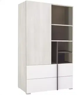 Vitríny a regály do obývačky Regál Remo RM6 dub wilton/biela/antracit