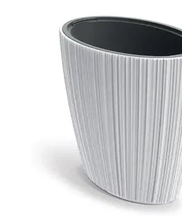 Kvetináče a truhlíky Kinekus Kvetináč plastový 595x395 mm ORO, oválny, biely, výška 545 mm, s vložkou