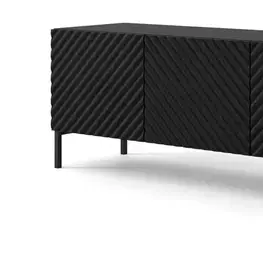 TV stolíky ArtBm Tv stolík SURF 200 | 4D Prevedenie: Čierny mat / čierne nohy