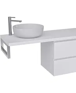 Kúpeľňový nábytok CERANO - Kúpeľňová skrinka Carole - biela matná + doska pod umývadlo Navira Pro - 36 mm + konzola chróm - 120x46x51,6 CER-606177