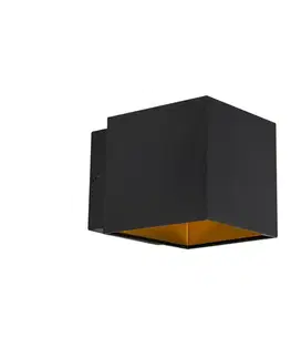 Nástenné osvetlenie Dizajnová nástenná lampa čierna/zlatá vrátane LED - Caja