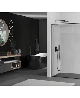 Sprchové dvere MEXEN/S - Kioto L Sprchová zástena WALK-IN 70 x 200, čierny vzor, grafit kartáčovaná 800-070-103-66-70