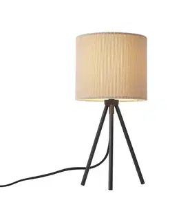 Stolné lampy Moderná stolná lampa s trojnožkou v taupe farbe so zamatovým tienidlom - Luz