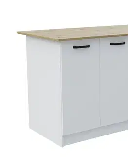 Kuchynské skrinky VERRI II kuchynský ostrovček, biela / dub Artisan