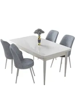 Jedálenské sety Dining Table & Chairs Set (5 Pieces) Nil - White, Grey