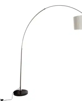 Oblúkové lampy Oceľová oblúková lampa s bielym látkovým tienidlom 50 cm - XXL