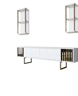 Obývacie steny TV skrinka / Obývacia stena Gold Line - White, Black