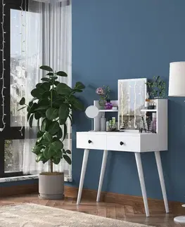 Kozmetický stolík GLENN kozmetický stolík so zrkadlom, biela