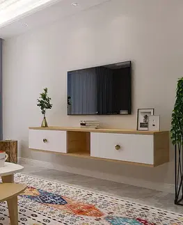 TV stolíky TV stolík Zuzu 150 - Sapphire Oak, White