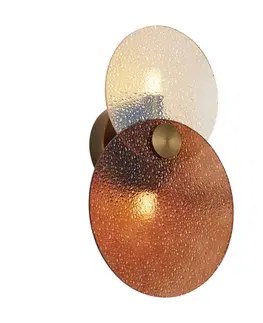 Nástenné osvetlenie Nástenné svietidlo Art Deco tmavý bronz s jantárovým sklom 2-svetelná - Text