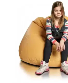 Sedacie vaky a kocky Sedací vak guľa Maxi ekokoža TiaHome - svetlo oranžová