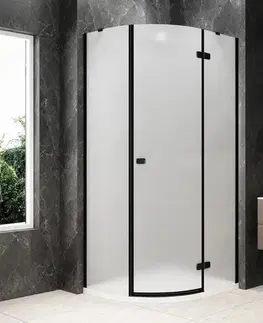 Sprchové dvere POLYSAN - GLOBE BLACK štvrťkruhová sprchová zástena 900x800, matné sklo, pravé GB2980MRB