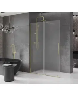 Sprchové dvere MEXEN/S - Velar Sprchová zástena posuvná Walk-in 140 x 200, dekor 8 mm, zlato 871-140-000-33-50