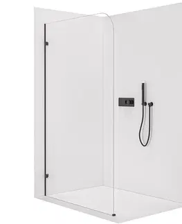 Sprchové dvere CERANO - Sprchová zástena Walk-in Orbis Ľ/P - 8 mm - čierna matná, transparentné sklo - 70x200 CER-682081