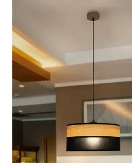 Svietidlá  Luster na lanku ALBA 1xE27/15W/230V pr. 45 cm čierna/hnedá W-KM 4525/1 DS+WOOD+BK
