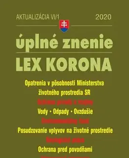 Dane, účtovníctvo Aktualizácia VI/1 2020 – LEX-KORONA – životné prostredie, voda a ovzdušie, odpady a obaly