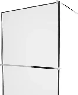 Sprchové dvere MEXEN/S - KIOTO Sprchová zástena WALK-IN s poličkou a držiakom uterákov 70 x 200, transparent/čierna 8 mm, chróm 800-070-121-01-70