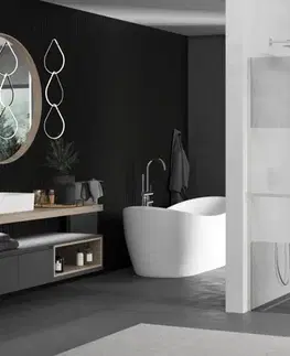 Sprchové dvere MEXEN/S - Kioto+ Sprchová zástena WALK-IN s poličkou a držiakom uterákov 70 x 200, transparent/dekor, nikel kartáčovaná 800-070-121-97-35