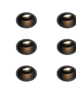 Zapustené svietidlá Sada 6 moderných zapustených bodových svetiel čierna otočná a naklápacia - Alloy