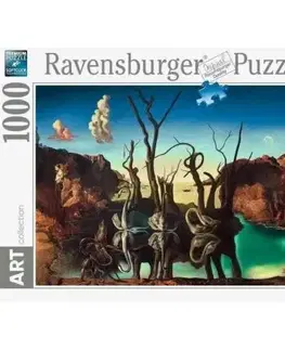 1000 dielikov Ravensburger Puzzle Salvador Dalí: Labute odrážajúce sa vo vode ako slony 1000 Ravensburger
