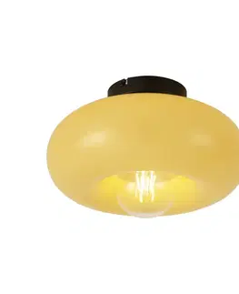 Stropné osvetlenie Retro Ceiling Lamp Black with Yellow Glass 30cm - Glaze