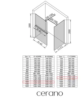 Držadlá k vani CERANO - Sprchová zástěna Walk-in Onyx T L/P - 10 mm - hranatá vzpěra + polička/držák na ručníky - chrom, grafitové sklo - 140x120x200  CER-8050BD9793