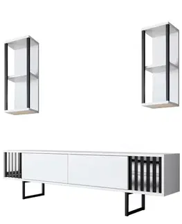 Obývacie steny SILVER štýlová obývacia stena, biela / čierna
