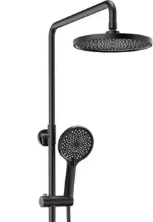 Kúpeľňové batérie MEXEN MEXEN - Frost nástenný sprchový set s dažďovou sprchou a batériou, čierna 78111-70
