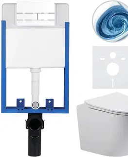 Záchody CERANO - Kompletný WC set Profi/Cesso - biela matná - WC tlačidlo Line/Biela - na zamurovanie - 49x36 CER-8050BD84366