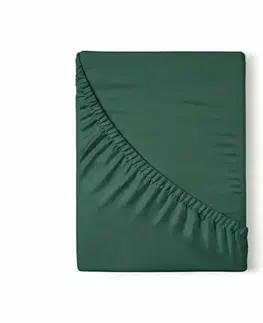 Plachty Kvalitex Saténové prestieradlo s gumou tmavozelená, 80 x 200 cm