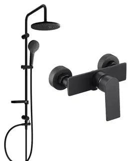 Sprchy a sprchové panely MEXEN/S - Erik sprchový stĺp vrátane sprchovej batérie Alexa, čierna 71240205-70