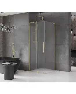Sprchovacie kúty MEXEN/S - Velar L sprchovací kút, posuvné dvere 120 x 120, dekor, zlato kartáčovaná 871-120-120-33-55