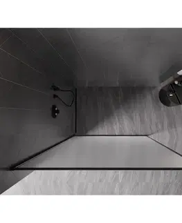 Sprchové dvere MEXEN/S - Kioto-F Sprchová zástena WALK-IN s rámom 120 x 202, dekor 8 mm, čierna 800-120-104-70-30