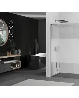 Sprchové dvere MEXEN/S - Kioto L Sprchová zástena WALK-IN 70 x 200, transparent/dekor, grafit metal 800-070-103-95-35