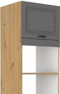 Kuchynské skrinky STELLA 60 DPM vysoká skrinka na vstavanú rúru, stredne šedá/dub Artisan