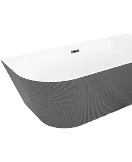 Vane MEXEN/S - Oris voľne stojaca vaňa nástenná reliéf 150 x 75, biela/sivá, sifón a prepad čierna 52871507562-70
